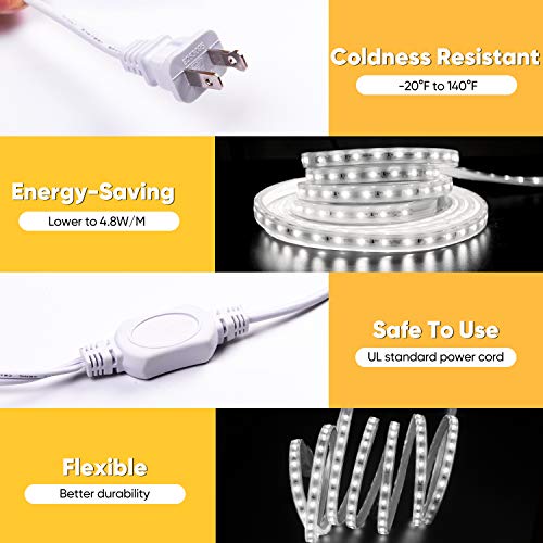 Shine Decor 50FT LED Strip Lights 6500K Cool White ColdResistant