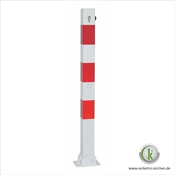 ABSPERRPFOSTEN 70x70mm Vierkantrohr, Umlegbar mit Profilzylinderschloß, für Dübelbefestigung, 2 Ösen, Poller, Parkplatzsperre
