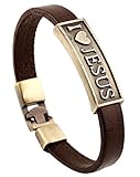 Hamoery Men Punk Alloy Leather Bracelet Cross Bracelet Bangle Wristband