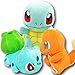 OscarNOtis 3 Piece Set Pokemon Bulbasaur, Charmander and Squirtle Stuffed Plush Doll Toys