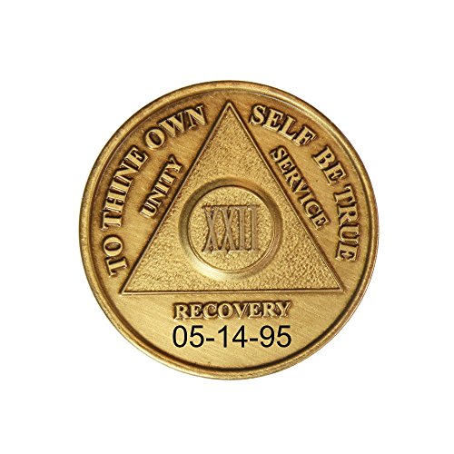 Personalized Custom Engraved 22 Year Antique Bronze AA (Alcoholics Anonymous)-ACA-AL-ANON-Sober-Sobriety-Birthday-Medallion-Coin-Chip-Token