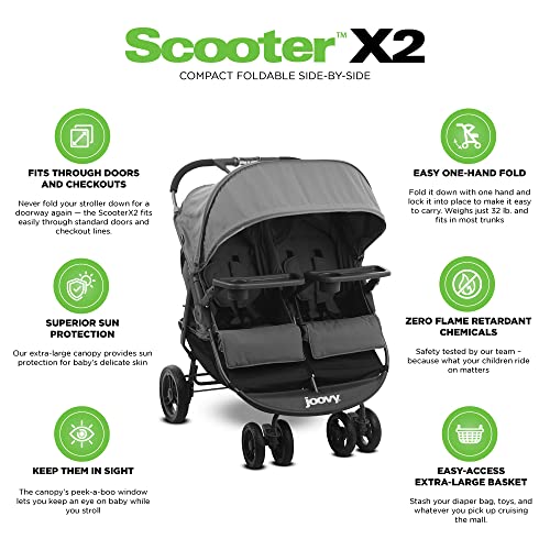 Joovy Scooter X2 SidebySide Double Stroller Featuring Dual Snack