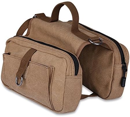 Dog Backpack - Ivencase Cotton Canvas Dog Pack Hound Travel Camping Hiking Harness Backpack Saddle Bag for Medium &amp; Large Dog (Khaki)