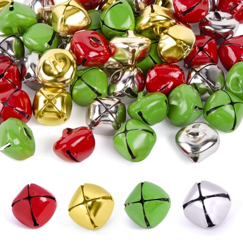 MCPINKY Christmas Bells, 1 inch Jingle Bells Craft Bells Bulk DIY Bells Silver Bells Christmas Festival Decoration DIY Crafts, 48PCS