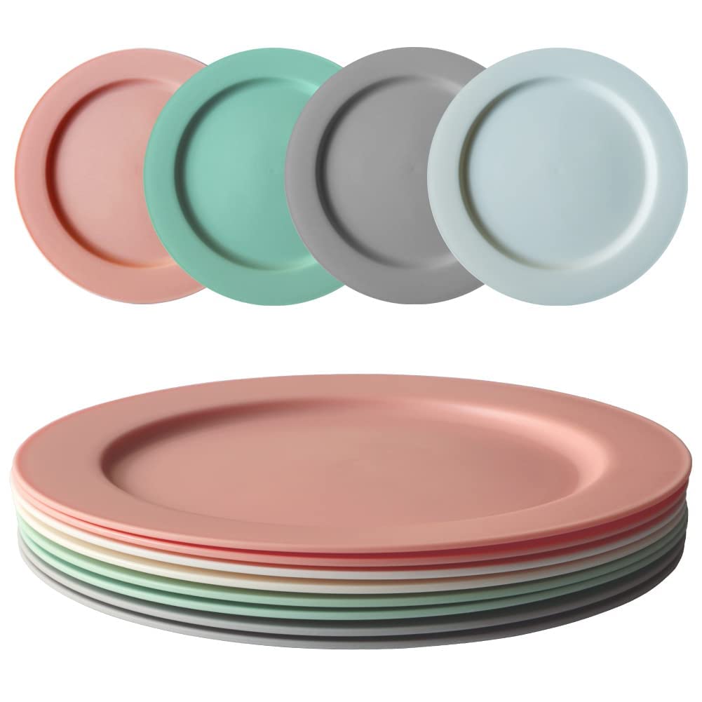 greenandlife 8 Pcs Dinner Plates, 10 inch Reusable Plastic Plates, Dishwasher & Microwave Safe PP Plates, Lightweight & Unbreakable 25cm