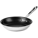 All-Clad D3 8 Inch Stainless Steel Pro Non Stick Frying pan, 3-Ply Stainless Steel Pan, Induction, Oven Broiler Safe 500F Ski