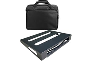 SOYAN 14" x 10.6" Guitar Pedal Board with Power Supply Tray, Carry Bag & Mounting Tapes Included (Black, SPB-14S)