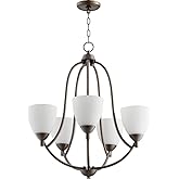 Quorum 6069-5-86 Transitional Five Light Chandelier from Barkley Collection in Bronze/Dark Finish,