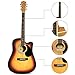 Artall 41 Inch Handmade Solid Wood Acoustic Cutaway Guitar Beginner Kit with Tuner, Strings, Picks, Strap, Matte Sunset