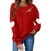 Ykomow Long Sleeve Valentines Shirts Women Plaid Love Heart Valentine's Sweatshirts Blouse Tops