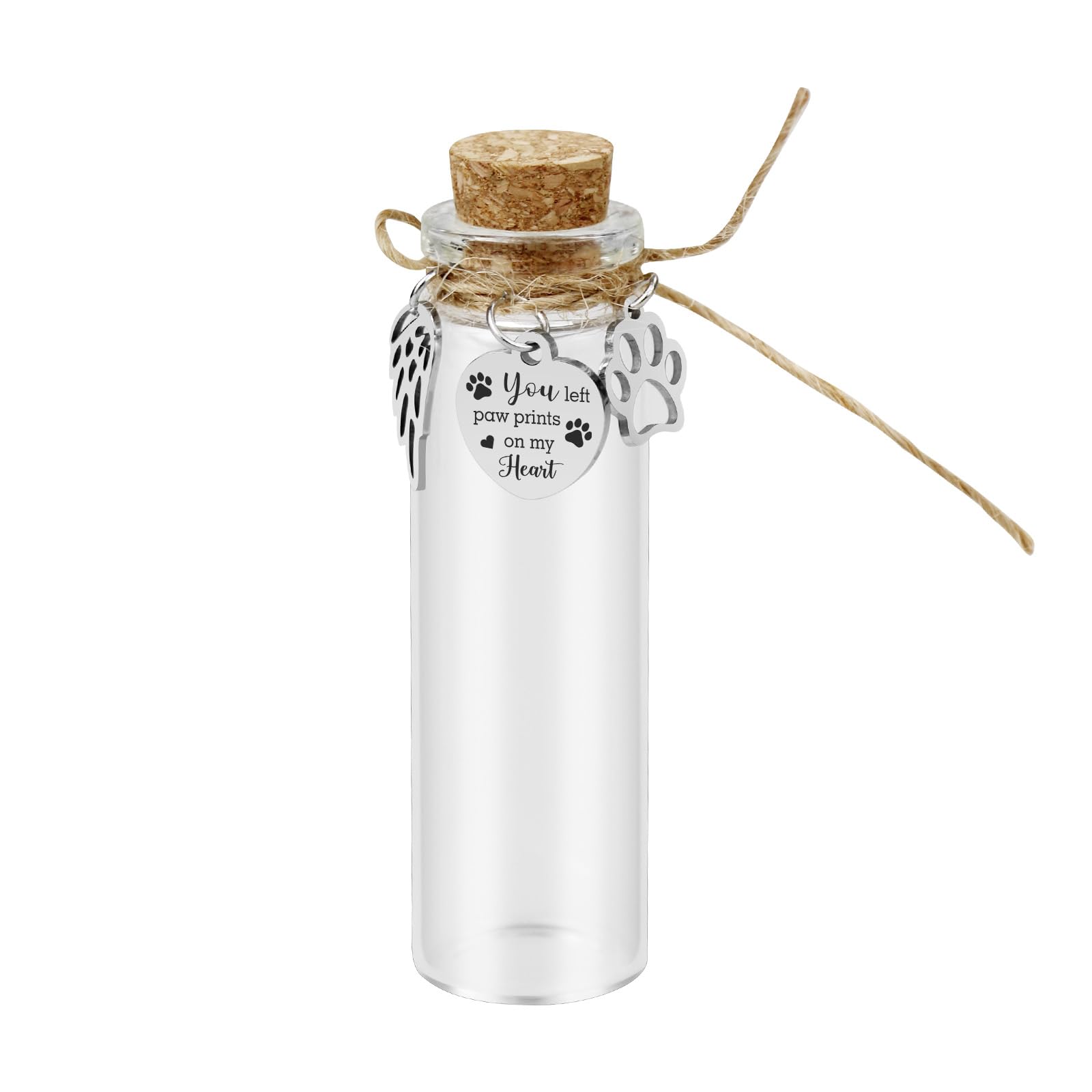 Malihome Pet Hair Memorial Glass Bottle,Vial for Ashes Or Hair Dog Or Cat Keepsake Pet Loss Memory Sympathy Gift (1pcs Glass Bottle)