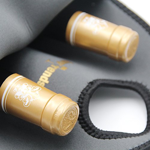 Wine Carrier Tote Bag- Durable Neoprene Wine/water Bottle Tote, Black - Great Gift That Keeps Wine Bottle Insulated on the Go (2-bottle) - Thumbnail 7