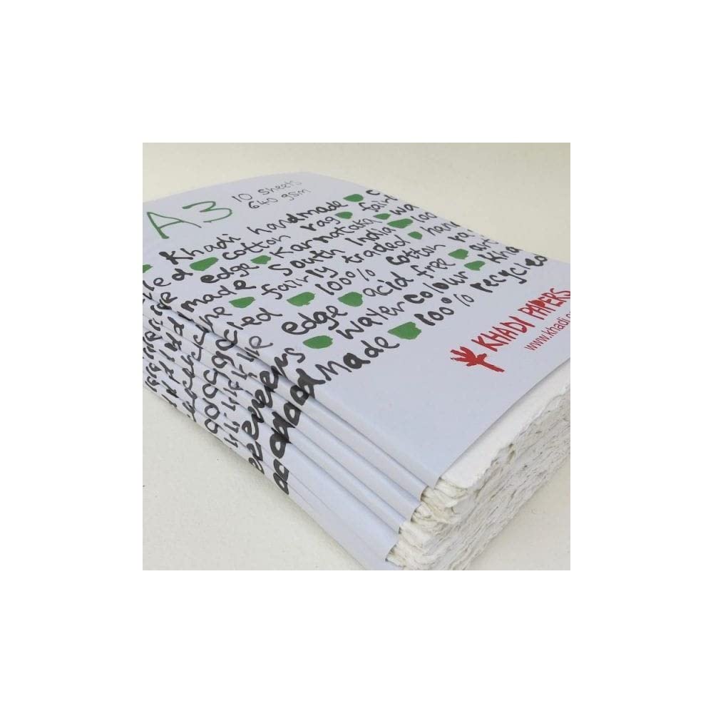 Handmade Recycled Paper. A3, 640 GSM, 10 Sheets. by Khadi Papers