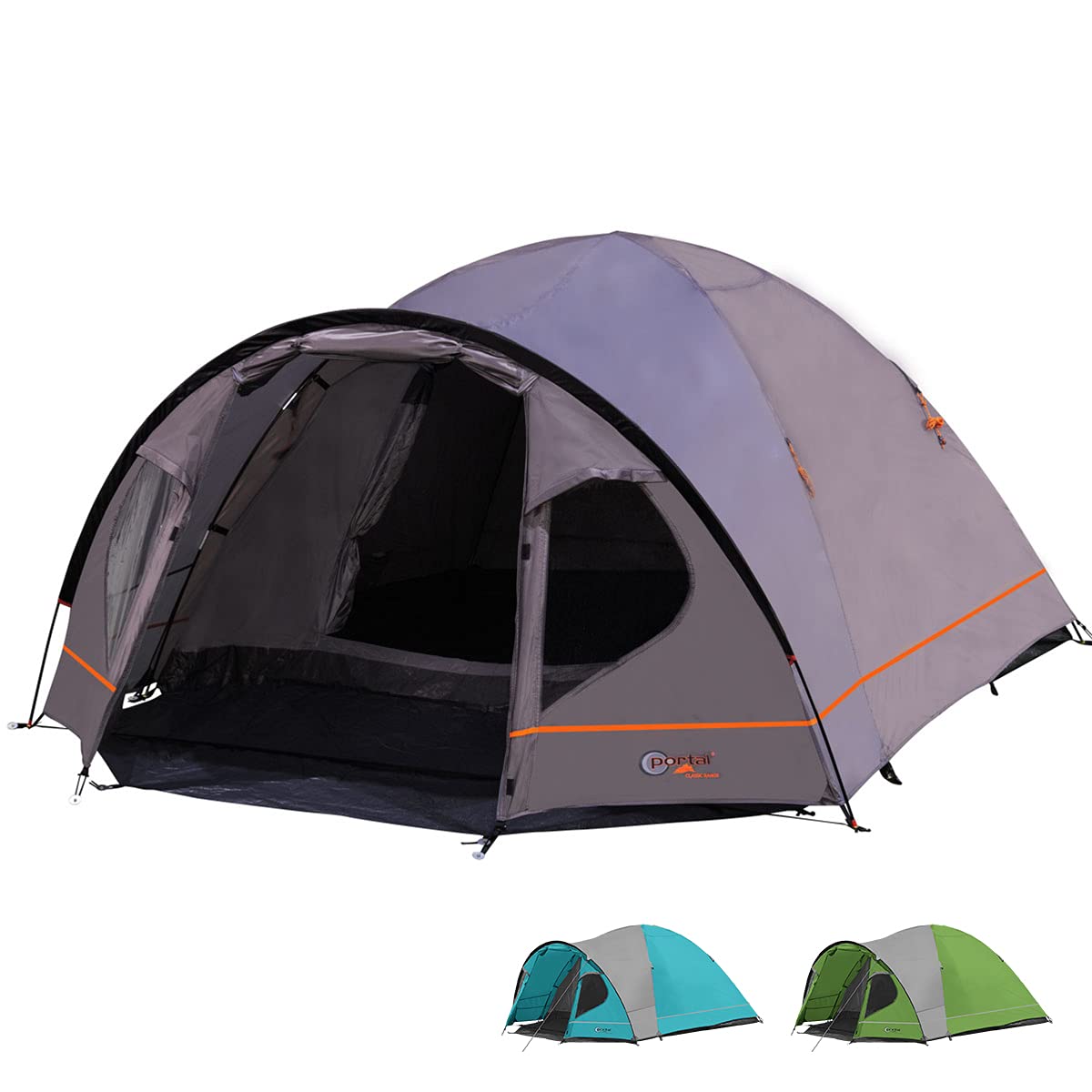 Portal Outdoors Unisex's Zeta Spacious Dome Tent, with Fibreglass Poles, Porch and Triple Ventilation, Sleeps up to 4, Green, 4 Person
