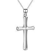 Cross Necklace Women Sterling Silver Religious Engraved Faith Hope Love Cross Pendant Necklace Jewelry Christmas Gifts for Women Unisex
