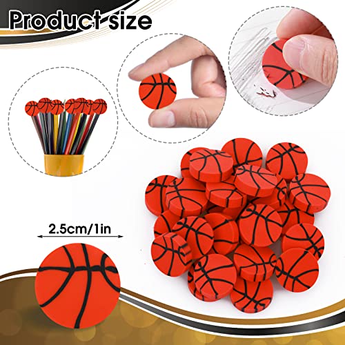 TIESOME Mini Pencil Erasers, 24 PCS Sports Eraser Cute Basketball Eraser Miniature Erasers for