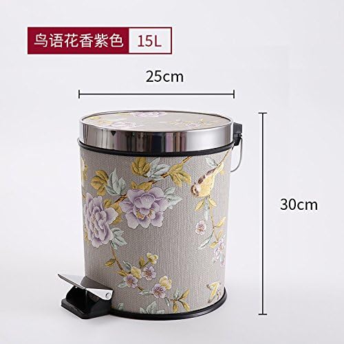 Hamhui The Foot Type Garbage Bin Covers The Large Toilet Room Kitchen And The Household Garbage Collector,Birds'Twitter And Fragrance Of Flowers Purple (8L)