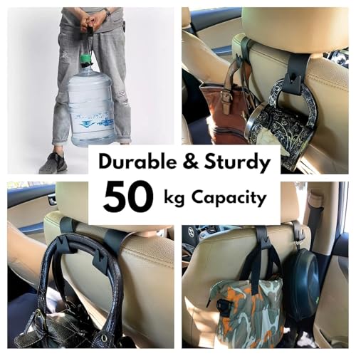 TEKCOOL Backseat Headrest Hook, 4 Pcs Plastic Hanging Storage Holder, Car Organiser, Space Saving, Suitable for All Cars, Black 1