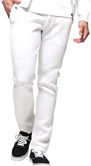 Amazon ヴィオラ Viola メンズ エンボス加工 ジャージ パンツ ロング 長ズボン スリム ストレッチ ロゴ プリント M 2 1 O Wht オフホワイト ロングパンツ 通販