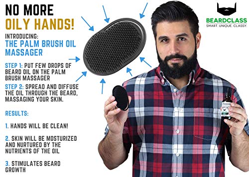 BEARDCLASS Beard Grooming Kit Set for Men (12 in 1) - 100% Bamboo Boar Beard Brush and Wooden Comb, Organic 2 Oz. Beard Mustache Oil and Balm Wax with Diffuser Palm Comb, Scissors and Gift Box