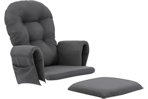 5Ps Removable Rocking Chair Cushion Set - Suede Rocking Chair Replacement Cushions, Light Gray and White, Suitable for Rockin