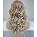 BERON 23 Inches Ash Blonde Wig Long Curly Wig with Bangs Synthetic Wig Women Girls Ash Blonde Highlight Wigs with Wig Cap
