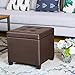 SONGMICS 15 x 15 x 15 Inches Storage Ottoman Cube With Hinged Lid Footrest Stool Coffee Table, Holds Up to 660lb, Faux Leather, Brown