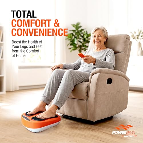 POWERFIT ACCELERATED TRAINING Power Legs - Masajeador eléctrico de pies con control remoto, velocidad ajustable, vibración, masajeador de pantorrillas, masajeador de pies para aliviar el dolor de neuropatía, fascitis plantar
