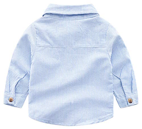 Toddler Dress Suit Baby Boys Clothes Sets Bowtie Shirts + Suspenders Pants 3pcs Gentleman Outfits Suits 6Month - 6Years (Light Blue, 18-24M) - Thumbnail 3