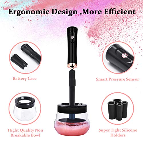 GTESCO Makeup Brush Cleaner Dryer Electric Automatic Cosmetic Brush Cleaning Device Tools Kit Machine Spinner 360Âº Rotation with 8 Rubber Fit All Size Brushes