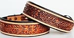 Medium Hand Tooled Canine Dog Puppy Collar Western USA Cow Leather Amish 6039