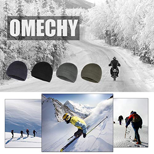 OMECHY Winter Warm Knit Beanie Hats Cuff Plain Toboggan Skull Ski Cap Grey