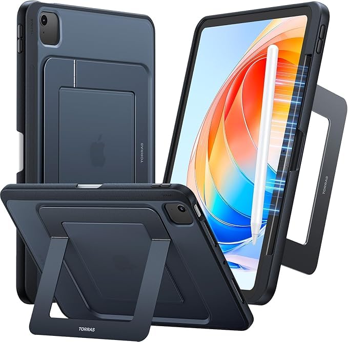 Photo 1 of TORRAS for iPad Air 13 inch Case (M3 2025/ M2 2024), iPad Pro 12.9 Case (2022/2021), Ultra Stable Stand, Multiple Adjustable Viewing Angles, Slim Protective Kickstand with Pencil Holder, Black
