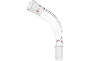 PATIKIL Borosilicate Glass Distillation Adapter, 105 Degree 14/20 Outer and Inner Joint Bent Connecting Adapter Distillation Connecting Parts for Lab Use Equipment Supply