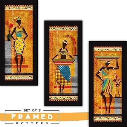 Fatmug Wall Paintings For Living Room With Frame Tribal Abstract Home Decor Large Art Bedroom Set Of 3