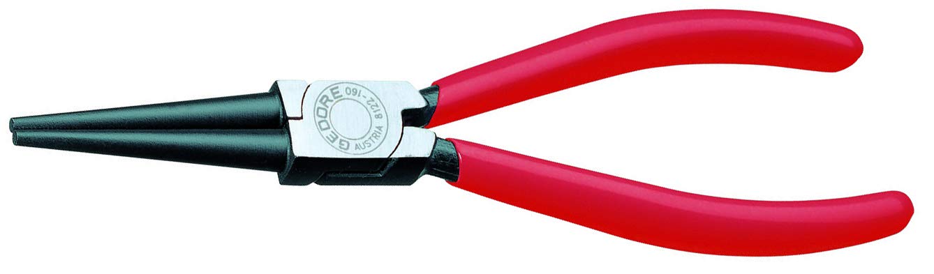 GEDORE Round Nose Pliers 8122-160 TL, 160 mm, 1-Component Handle, Serrated Gripping Surfaces, Long Jaws