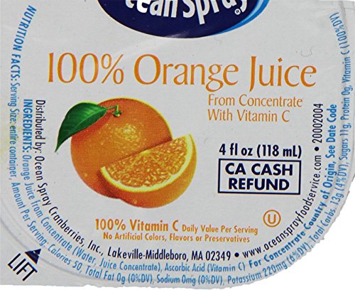 OCEAN SPRAY 100% ORANGE JUICE, 4 FL OUNCE CUP (PACK OF 48)