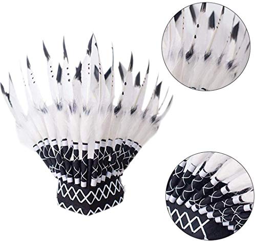 Native American Indian Feather Headdress Headwear 15.53-17.71inch(White)