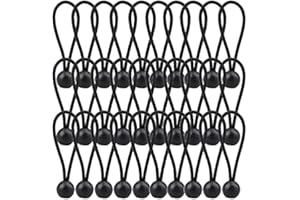 ATODEN Bungee Cord, 30 Packs Bungee Balls, Black Bungee Cords Heavyweight 4 inches Tarp Bungee Cords Tie Down Straps Multifunction Elastic Rope for Camping, Tents, Cargo, Projector Screen, Canopy Tent