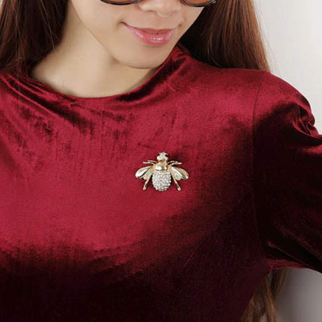 Yienate Fashion Beetle Crystal Brooch bee Rhinestone Breastpin Collar Pin Retro Breastpin Clothes Pin Jewelry Gifts for Men and Women (Gold)