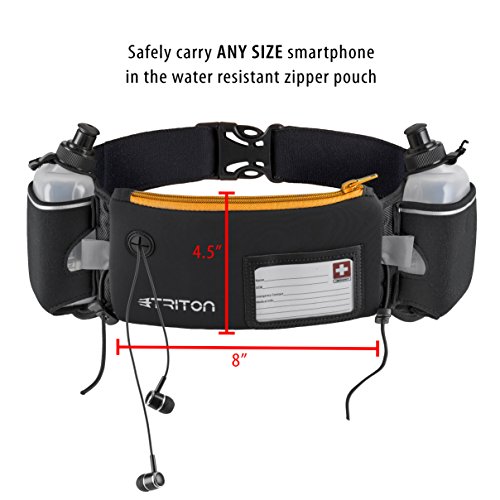 Triton Running Gear Hydration Running Belt with Headphones, 2 BPA Free