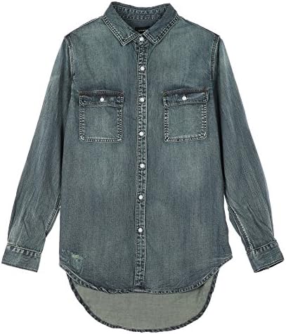 STAMPD Men's Distressed Denim Button Down Shirt SLA-M314BD Indigo SZ L