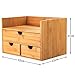 Ancona Life Desktop Organizer 3-Tier Mini Desk Makeup Organizer with Drawers Bamboo Brown