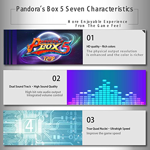 Wisamic Real Pandora's Box 5 Arcade Video Game Console with Customized Buttons, 1280x720 Full HD, Upgraded CPU, etc Support PS3 PC TV 2 Players, No Games Included (6 Buttons)