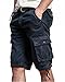 TRENSOM Men's Casual Loose Fit Cargo Shorts, Straight Multi-Pocket Cotton Outdoor Wear Dark Blue Size 38
