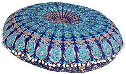 Indian Mandala Floor Pillow Round Ottoman Pouf Daybed Over sized Cushion Cover Cotton Seating Ottoman Poufs Dog Pets Bed
