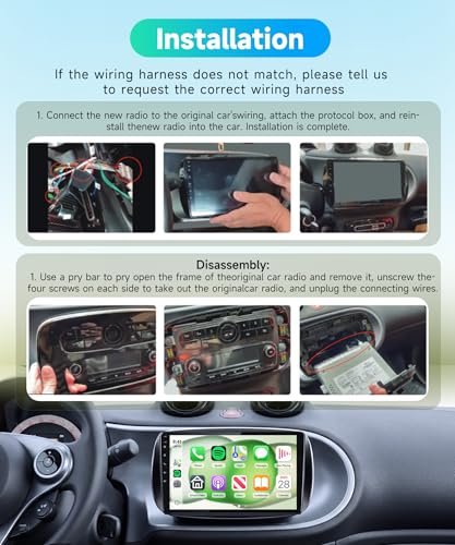 Rimoody 8 Core 6G+128G Android Autoradio per Mercedes Smart 453 Fortwo 2014-2020 Wireless Carplay Android Auto GPS WiFi 360° Panorama, 9 Pollici Touchscreen Bluetooth FM/RDS/DSP Telecamera Posteriore