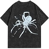 Qualitup Spider Letter Graphic T-Shirt Men’s Hip Hop Streetwear Oversized Tee Harajuku Casual Y2k Cotton Shirt
