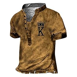 Mens Summer Crewneck Button Down Shirt for Leggings