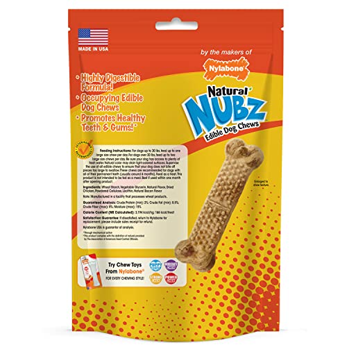 Nylabone Natural Nubz Chicken Dog Treats 1 (20 Count) Large 30+ lbs